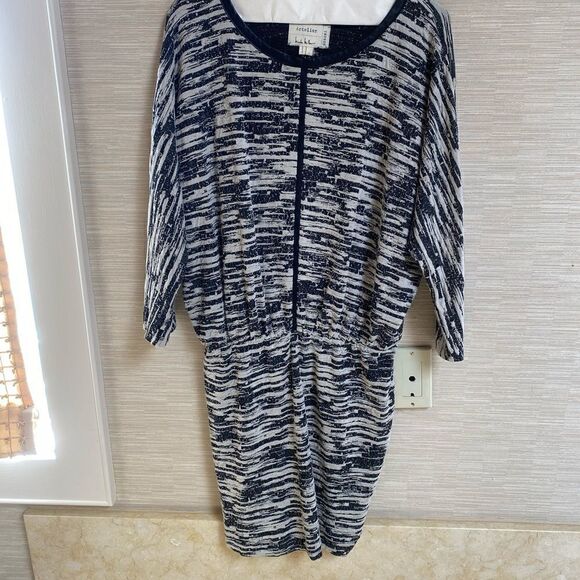 Nicole Miller black and white dress with elastic waist - Picture 1 of 6